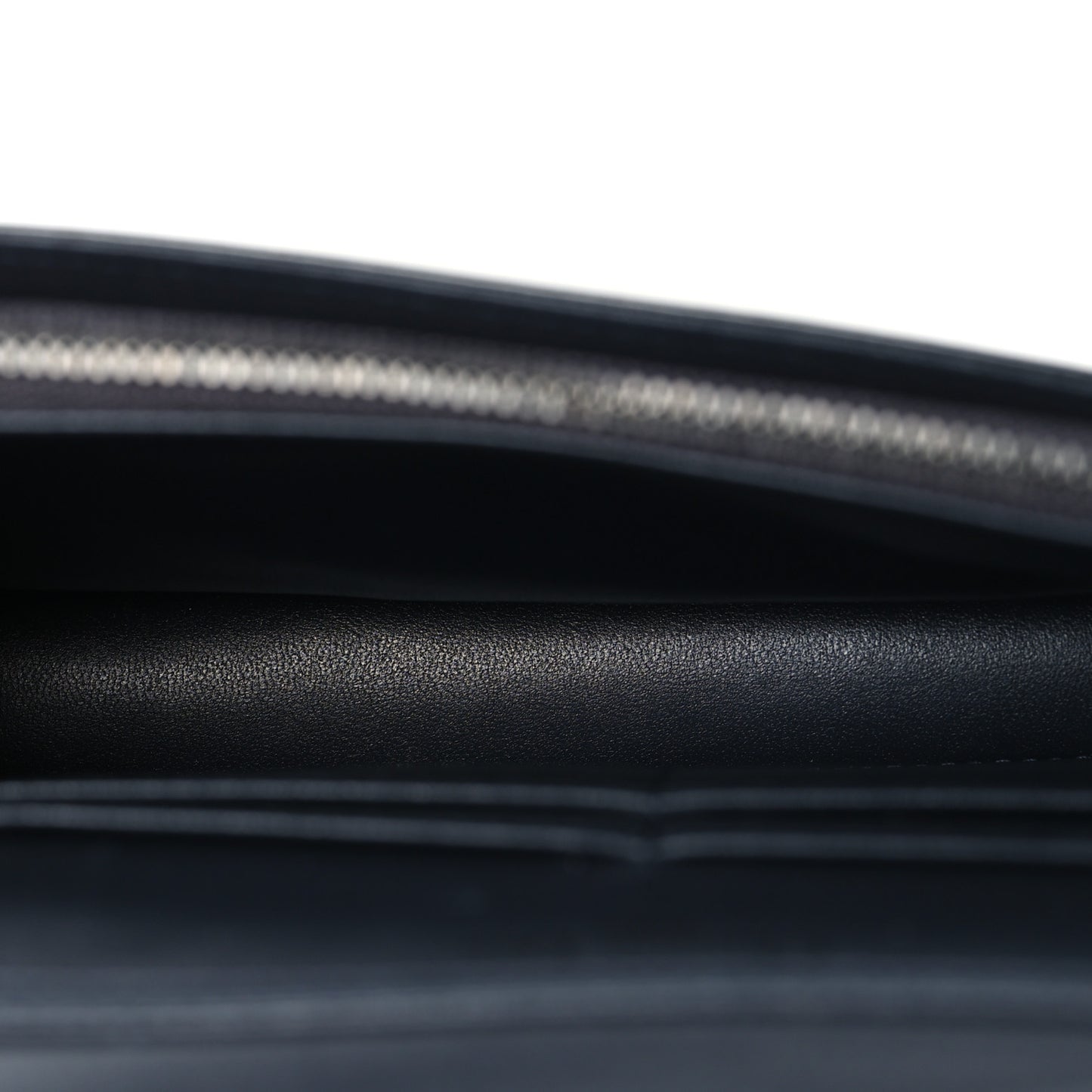 Metallic Patent Micro-Cannage Diorama Wallet on Chain Pouch Onyx Black