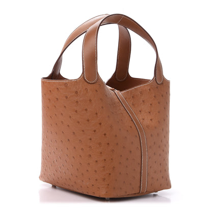 Hermes Ostrich Barenia Picotin Lock 22 Gold Fauve 4 of 12