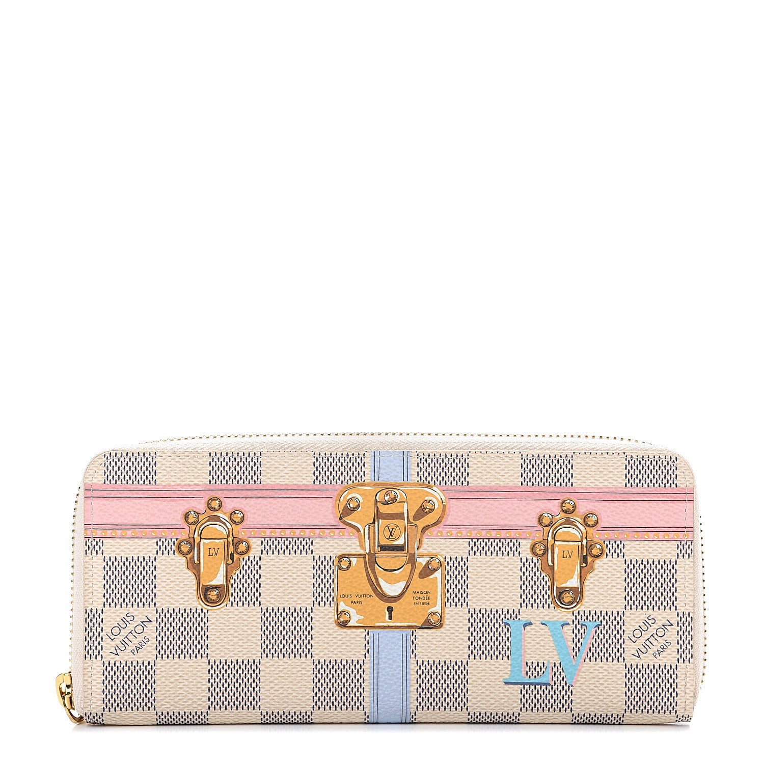 Louis Vuitton Damier Azur Summer Trunks Clemence Wallet 1 of 6