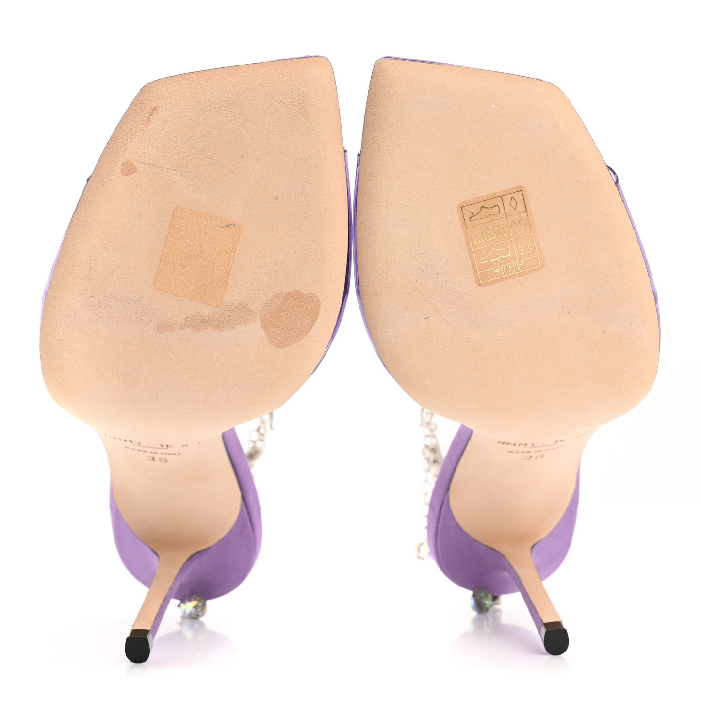 Satin PVC Crystal Saeda 100 Sandals 38 Wisteria