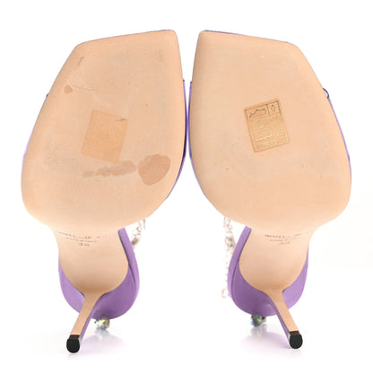 Jimmy Choo Satin PVC Crystal Saeda 100 Sandals 38 Wisteria 6 of 14