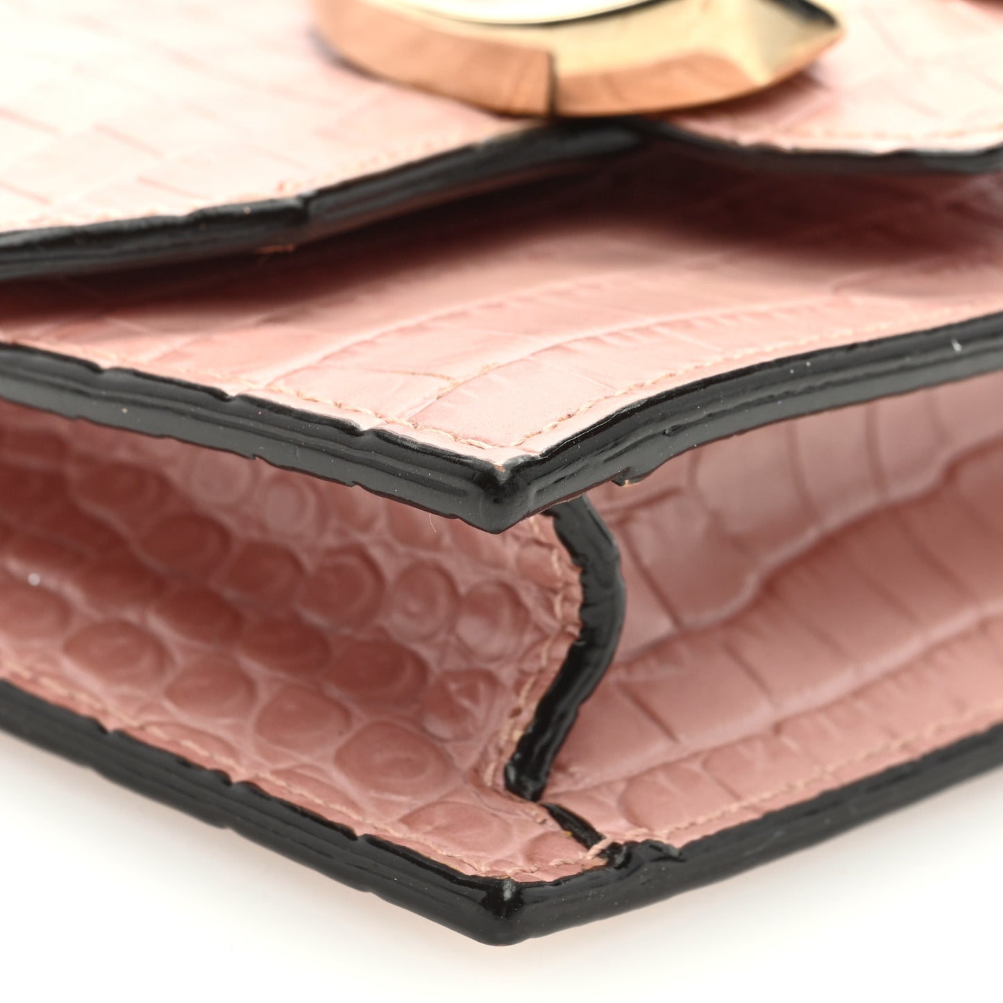 Calfskin Crocodile Embossed Mini Paris Crossbody Blush