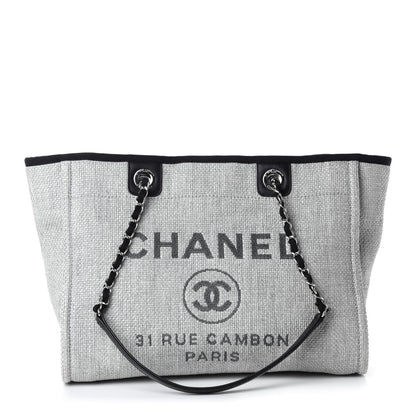 Chanel Woven Straw Raffia Small Deauville Tote Grey 1 of 10