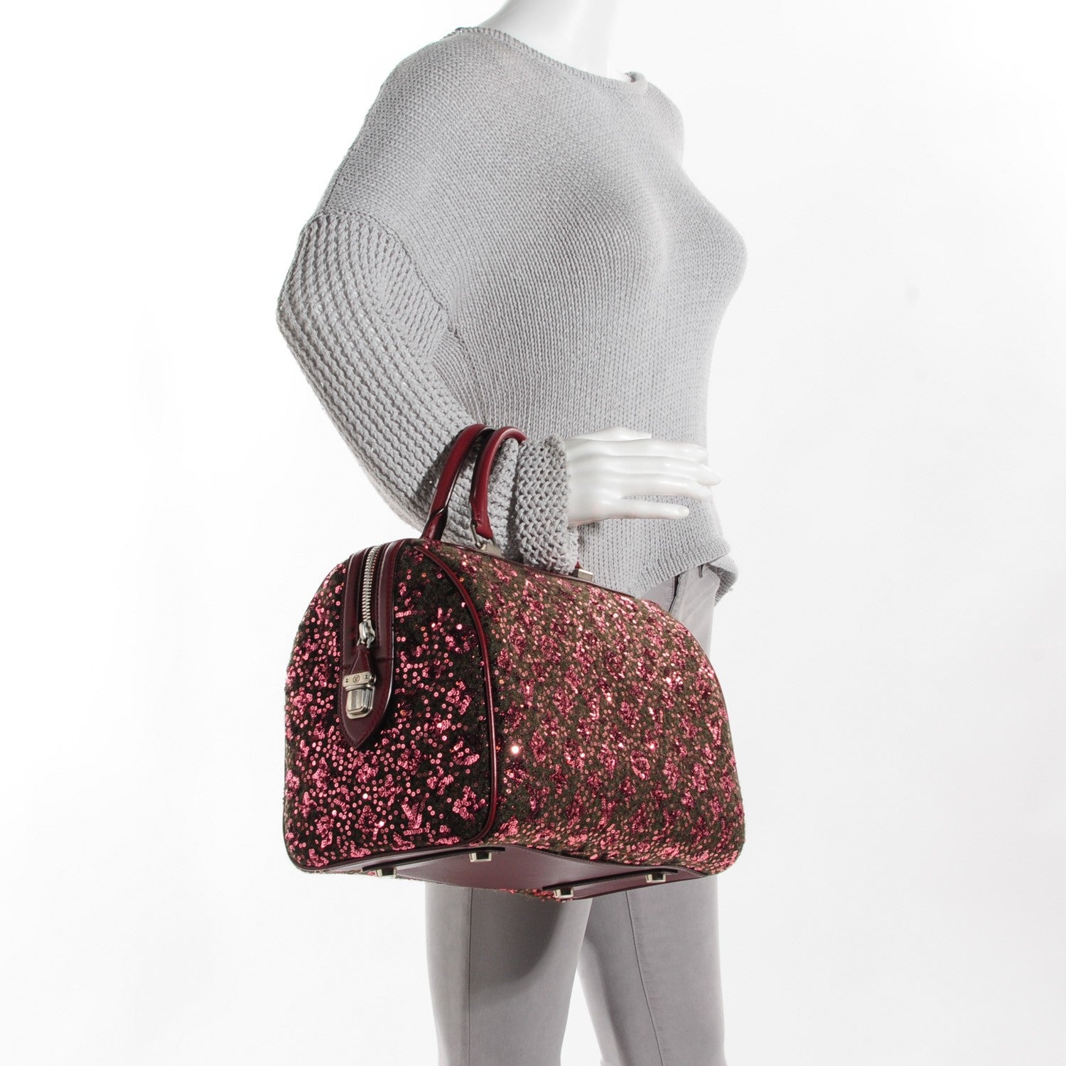 Louis Vuitton Sequin Monogram Sunshine Express Speedy Burgundy 2 of 8