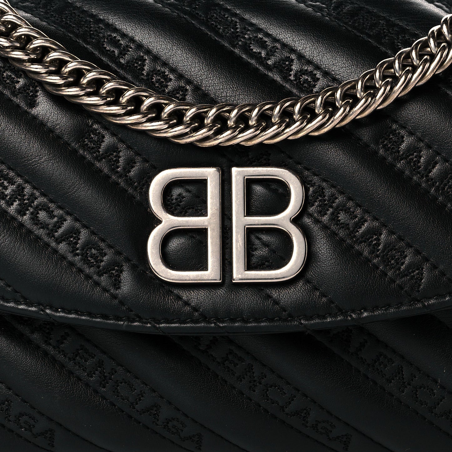 Calfskin Logo Matelasse S BB Round Shoulder Bag Black