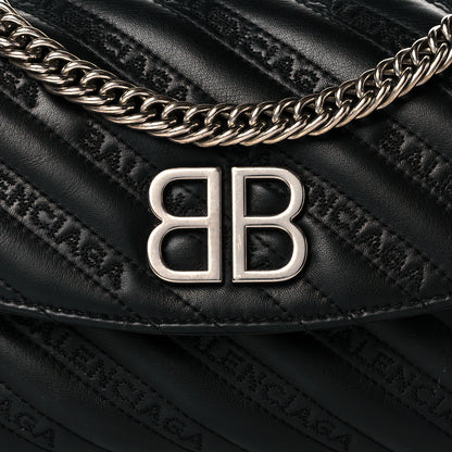 Balenciaga Calfskin Logo Matelasse S BB Round Shoulder Bag Black 8 of 11