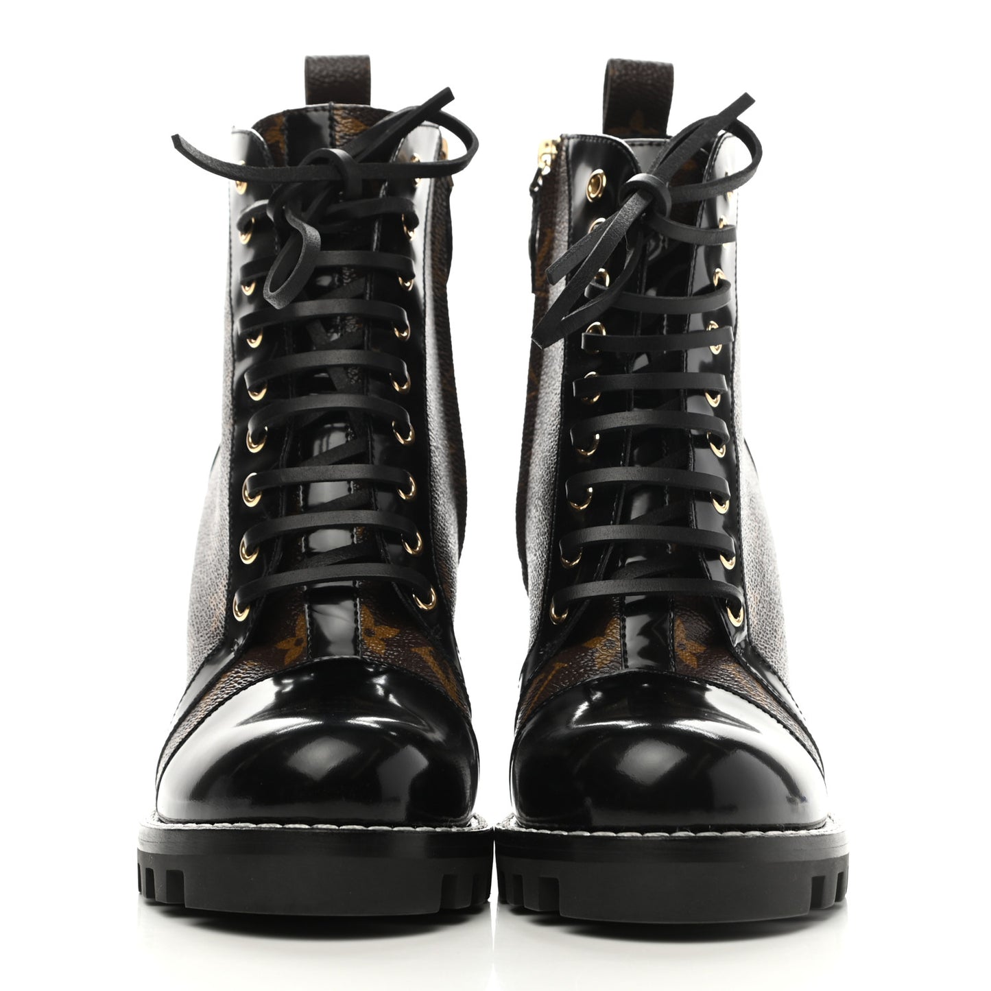 Patent Calfskin Monogram Star Trail Ankle Boots 39 Black