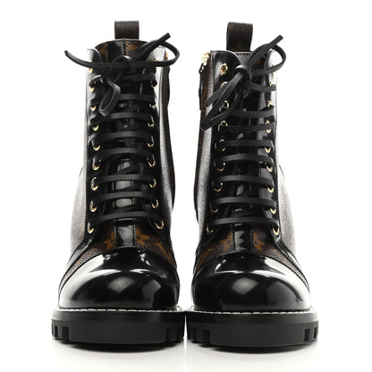 Louis Vuitton Patent Calfskin Monogram Star Trail Ankle Boots 39 Black 2 of 6