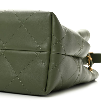 Chanel Calfskin Quilted Small Coco Base Shopping Bag Khaki 10 of 12