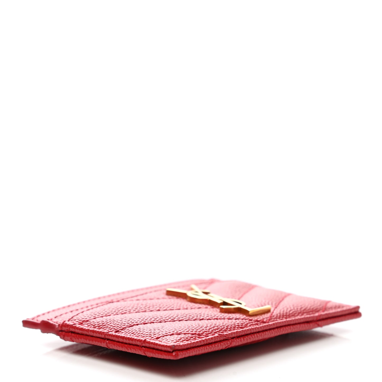 Grain De Poudre Matelasse Chevron Monogram Credit Card Case Rouge Eros