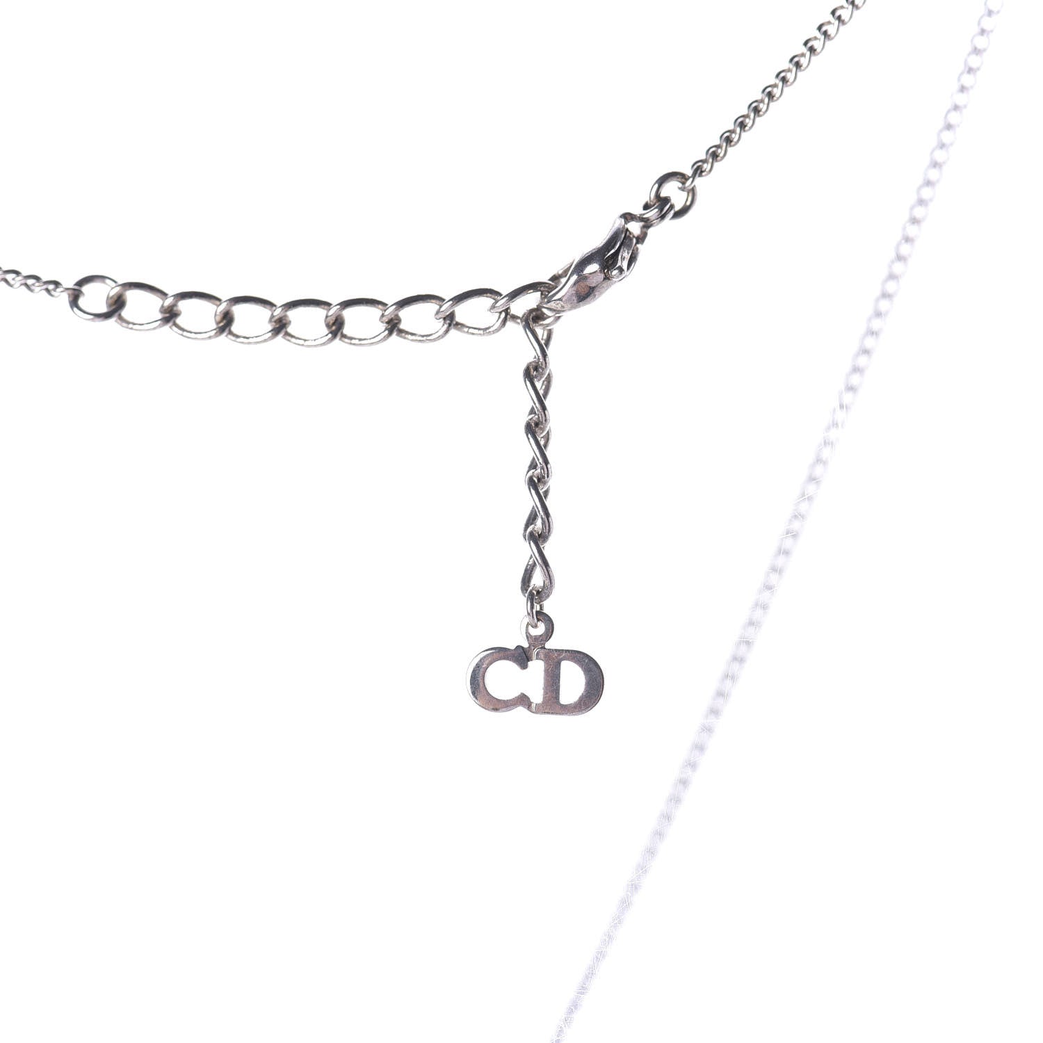 Christian Dior D Heart Charm Necklace Silver 4 of 4