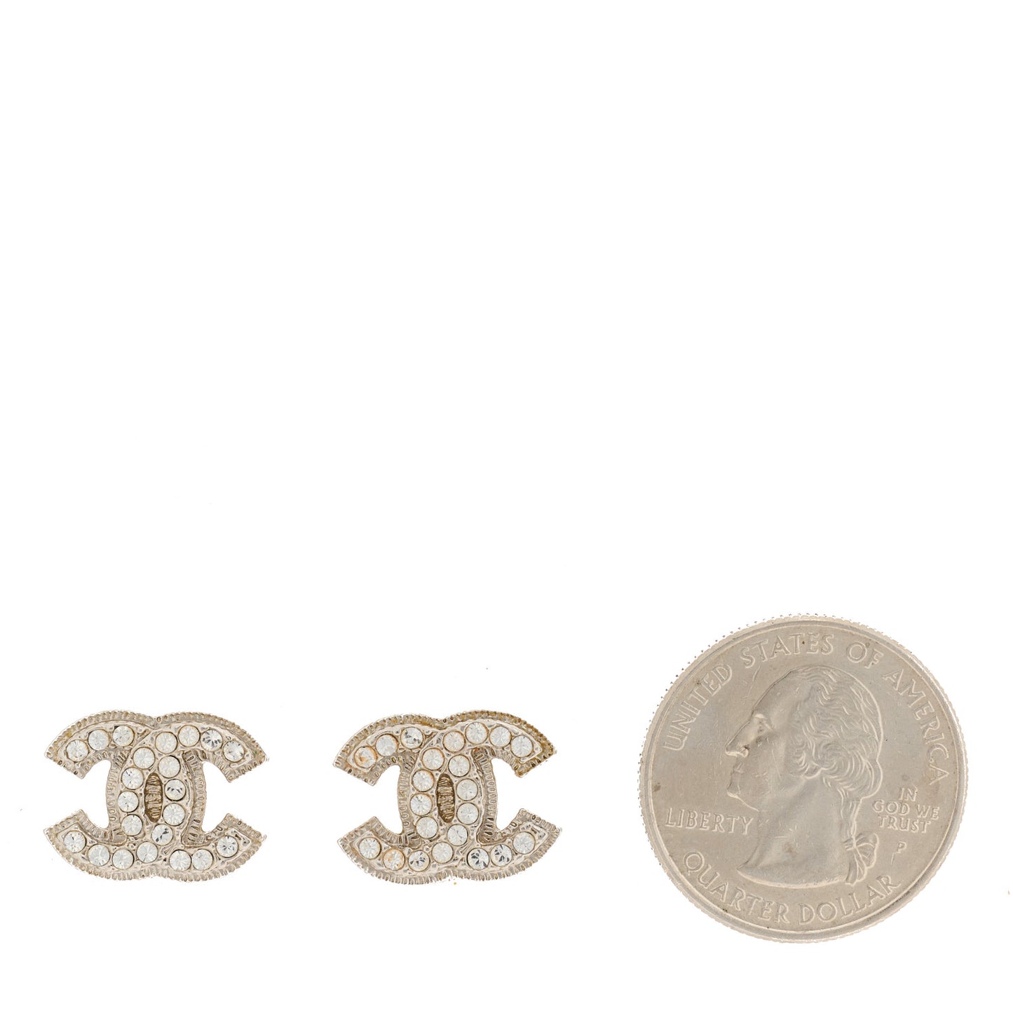 Crystal Mini CC Earrings Silver