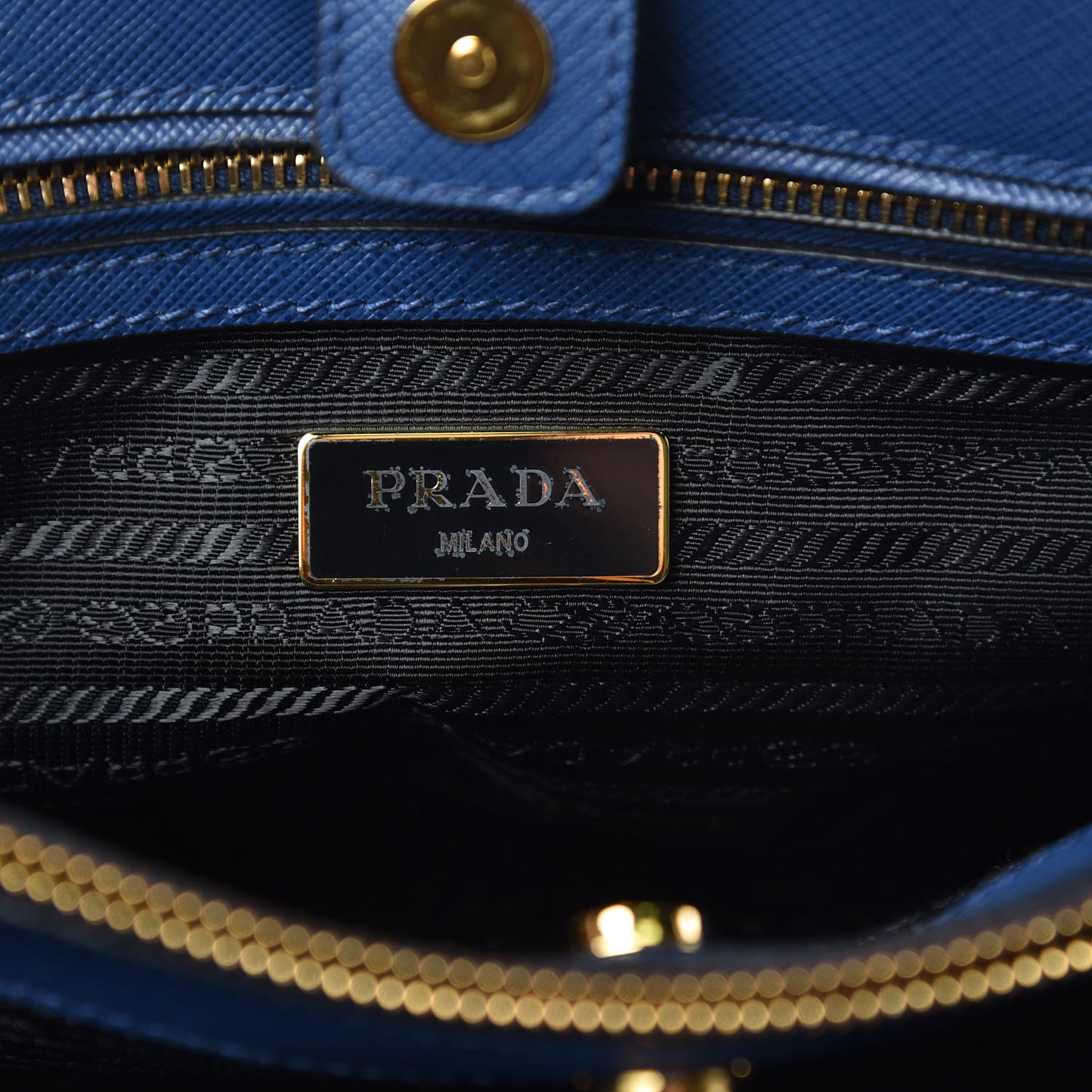 Saffiano Lux Bi-Color Medium Tote Bluette Black