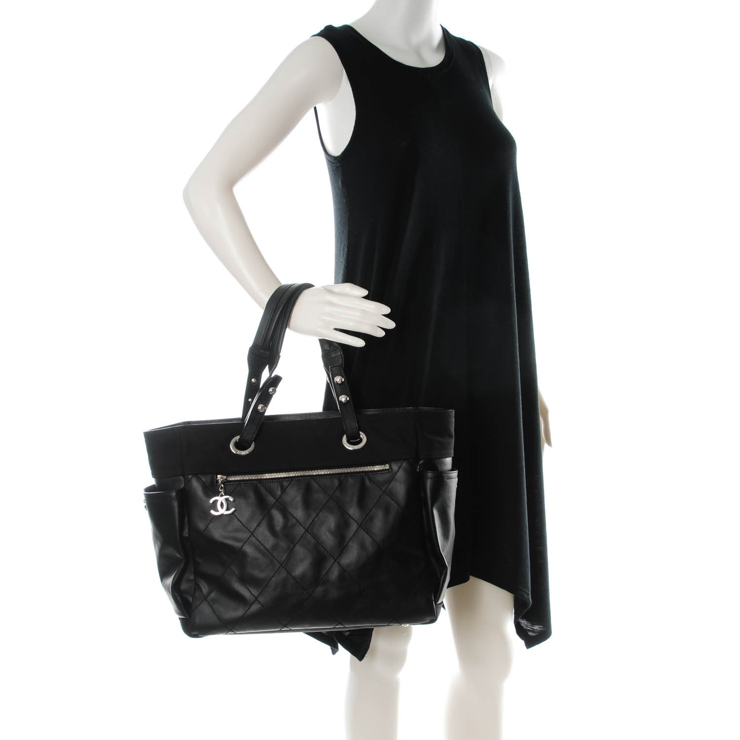 Chanel Coated Canvas Large Paris Biarritz Tote Black 2 of 7