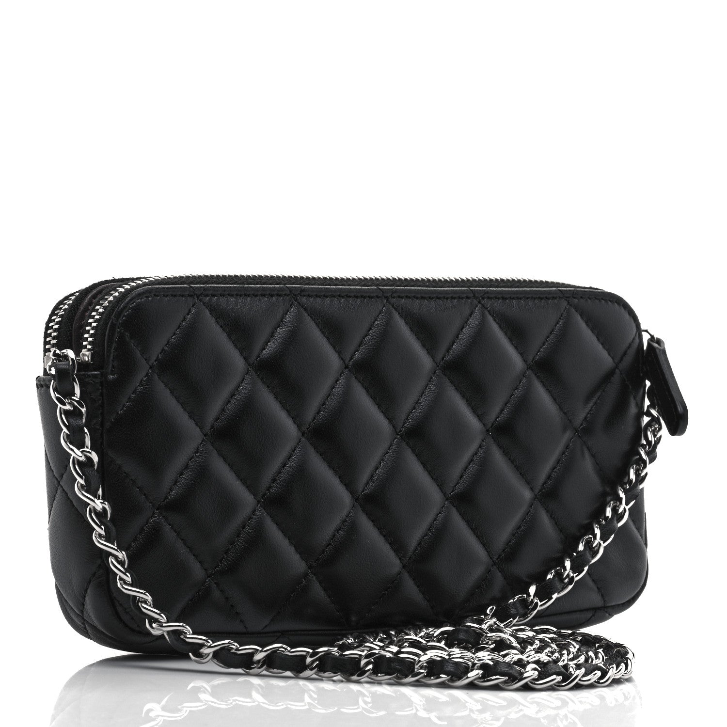 Chanel Lambskin Quilted Small Clutch With Chain Black 3 of 10