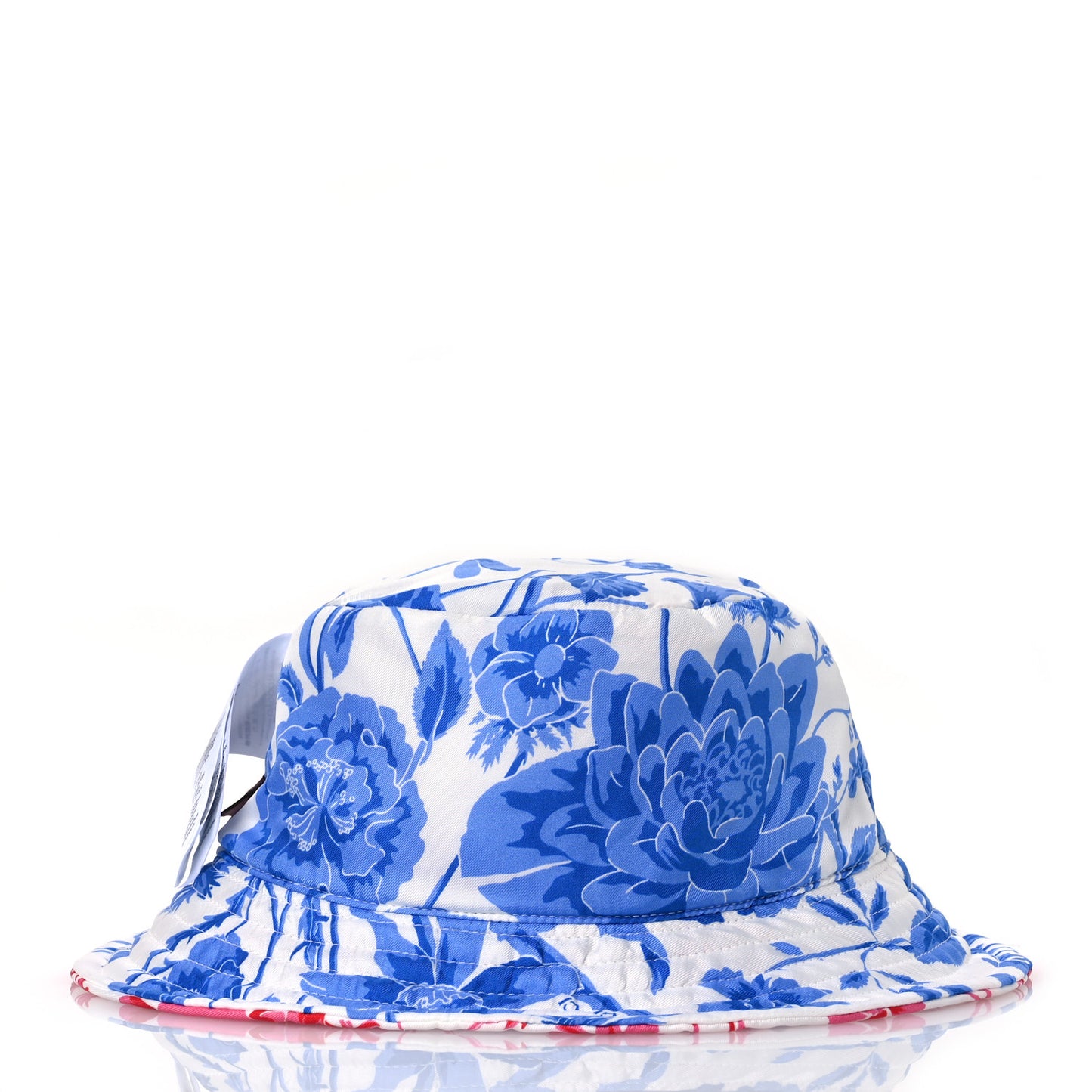 Silk Monogram Bob Reversible Flora Bucket Hat with Pouch  Pink Blue White