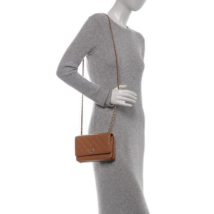 Chanel Lambskin Quilted Trendy CC Wallet On Chain WOC Camel 2 of 10