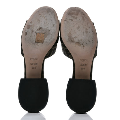 Fendi Jacquard Calfskin FF Crocodile Embossed Promenade Slide Sandals 39.5 Tobacco Moro Black 6 of 9