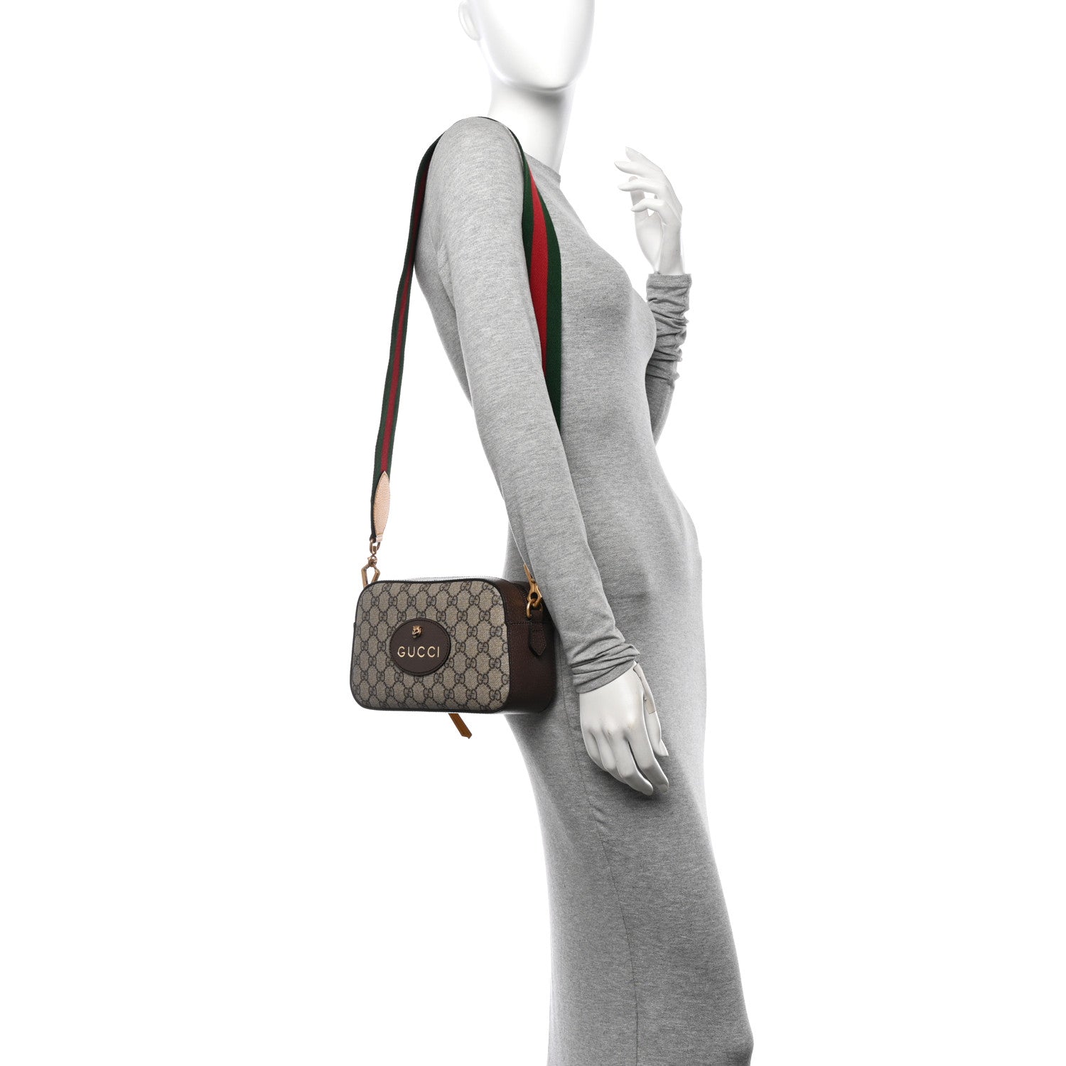 Gucci GG Supreme Monogram Web Neo Vintage Shoulder Bag Beige New Acero Crop 2 of 10