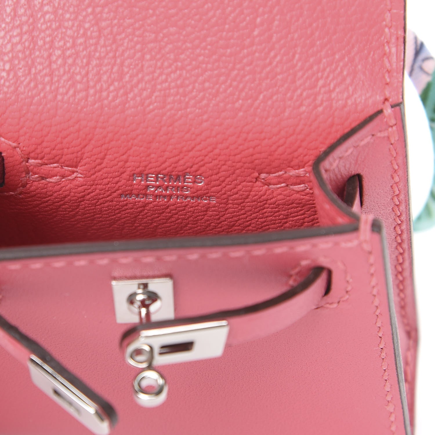 Hermes Tadelakt Mini Kelly Twilly Bag Charm Rose Lipstick 4 of 6