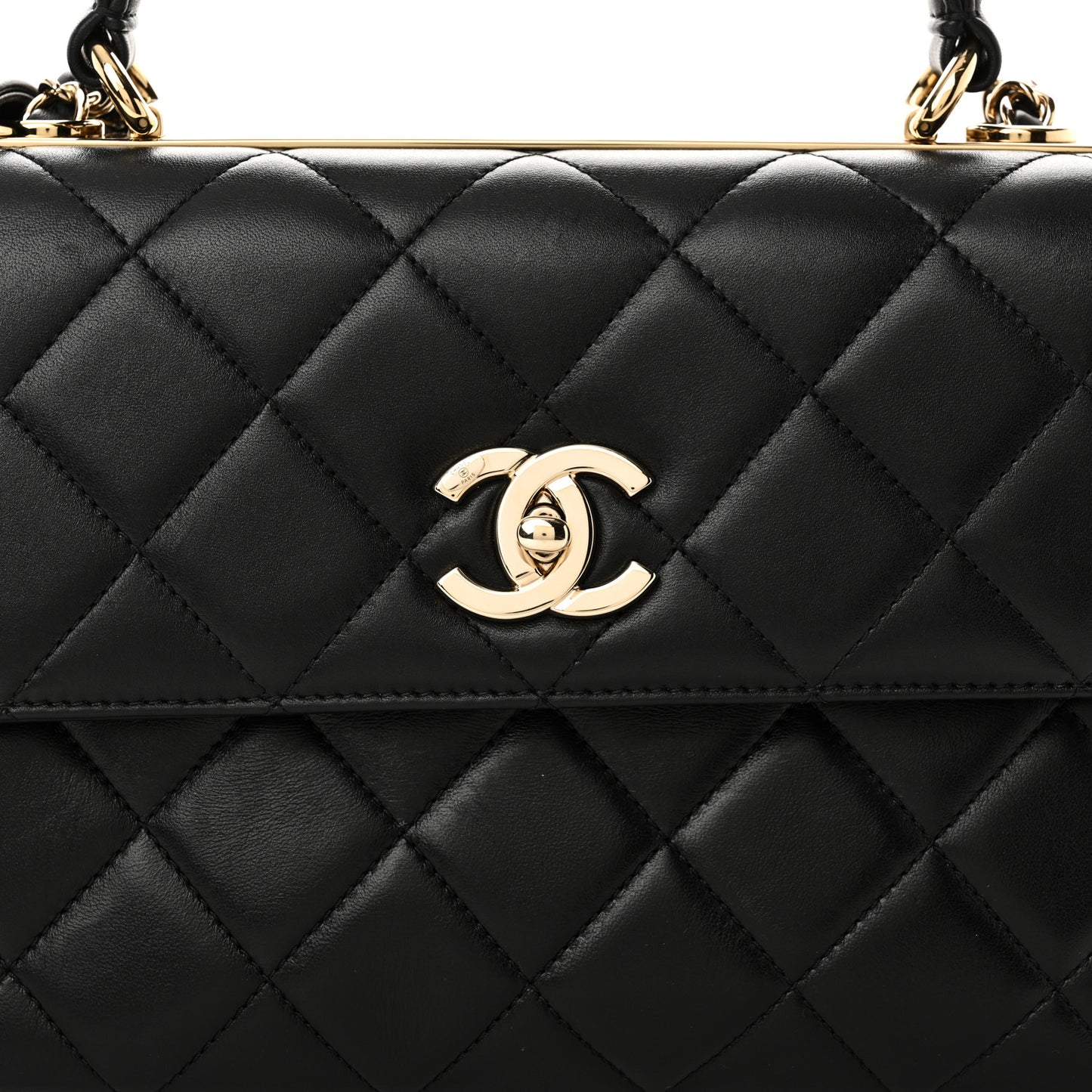 Lambskin Quilted Small Trendy CC Dual Handle Flap Bag Black
