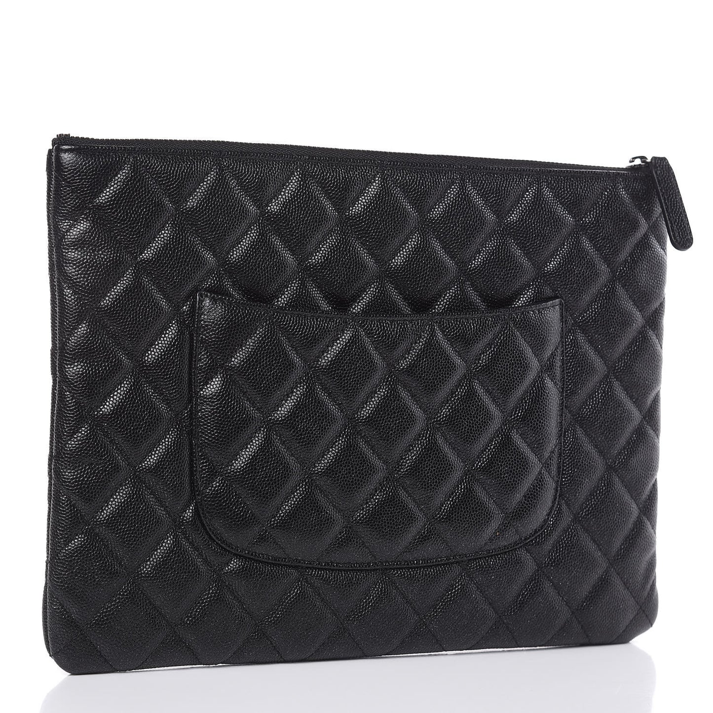 Iridescent Caviar Quilted Medium Cosmetic Case Black