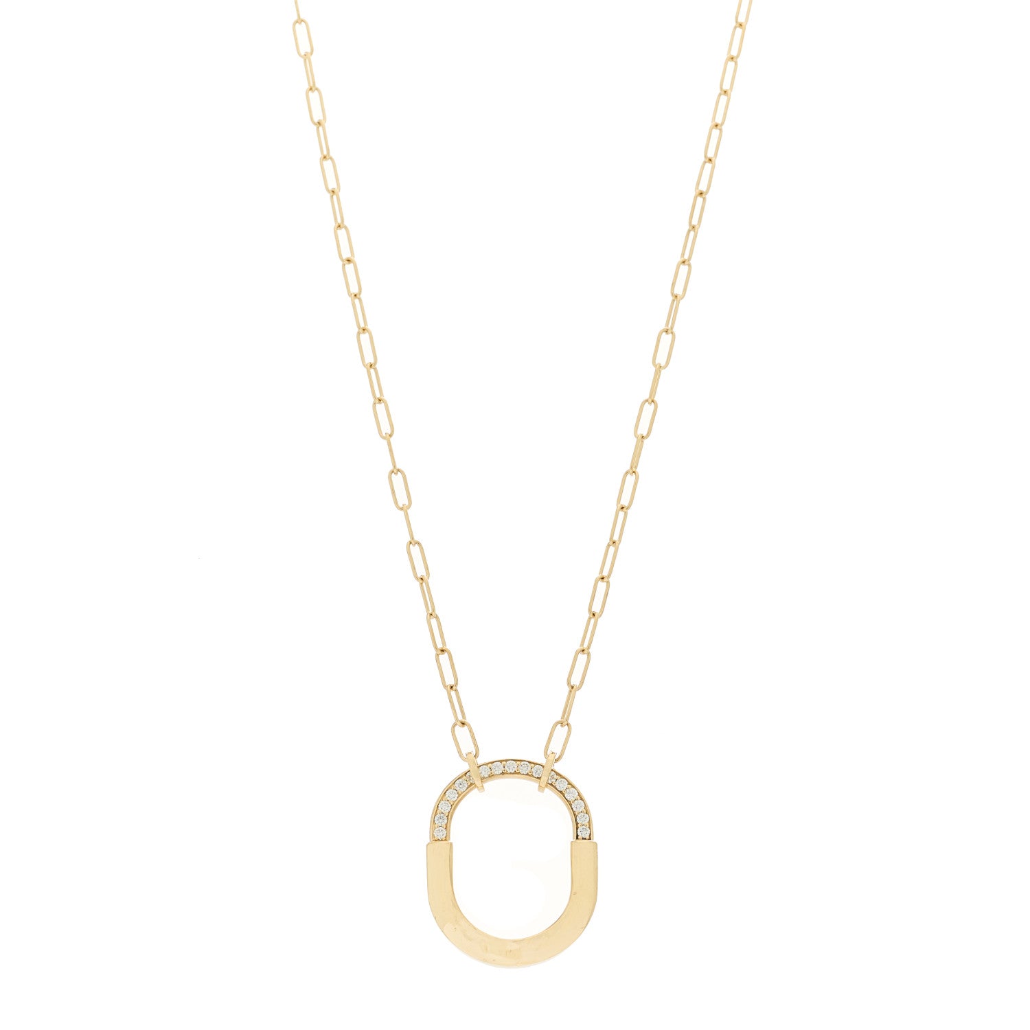 Tiffany 18K Yellow Gold Diamond Medium Lock Pendant Necklace 1 of 6