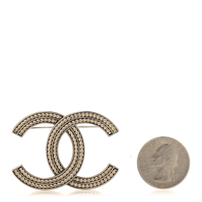 Chanel Twisted CC Brooch Silver Gold 2 of 5