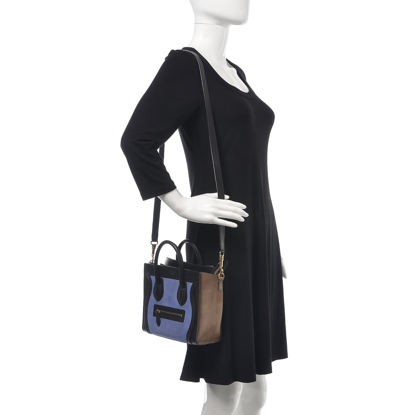 Nubuck Smooth Calfskin Nano Tri-Color Luggage Royal Blue