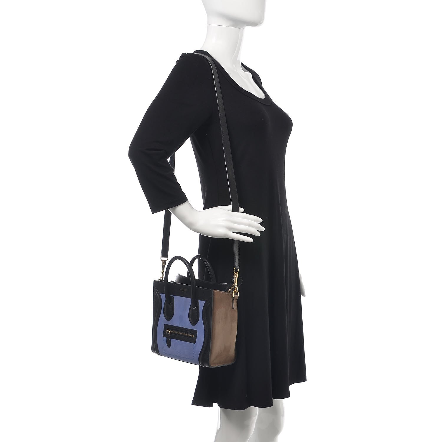 Celine Nubuck Smooth Calfskin Nano Tri-Color Luggage Royal Blue 2 of 18