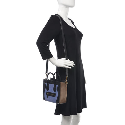 Celine Nubuck Smooth Calfskin Nano Tri-Color Luggage Royal Blue 2 of 18