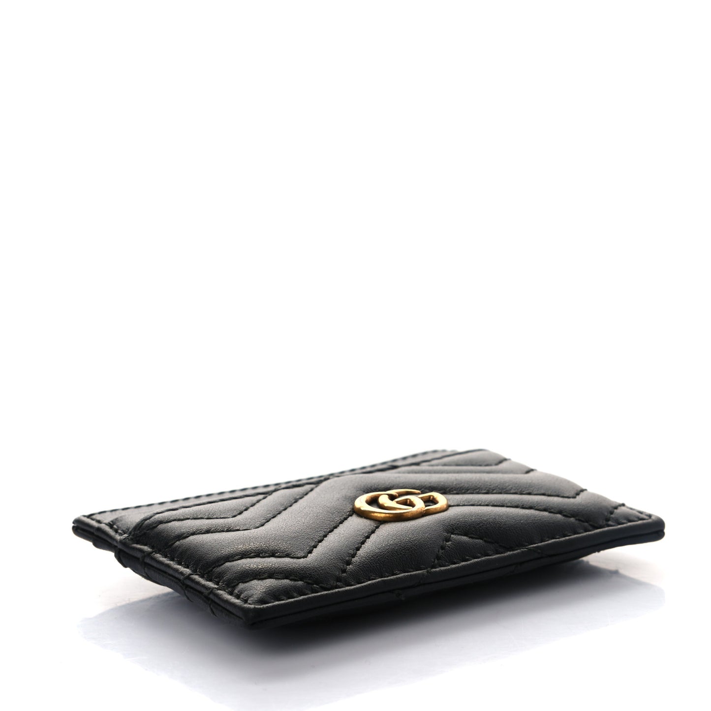 Calfskin Matelasse GG Marmont Card Holder Black
