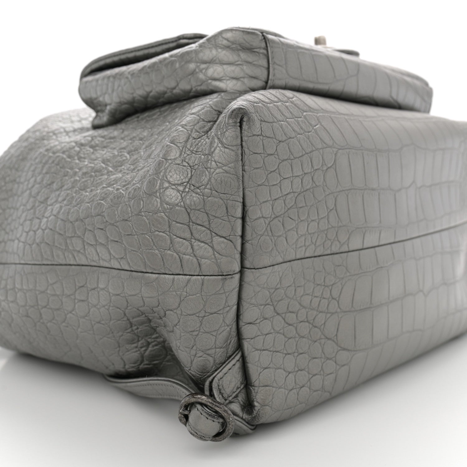 Chanel Metallic Calfskin Crocodile Embossed Large Backpack Silver 9 of 11