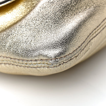 Gucci Metallic Calfskin Satin Bamboo Clutch Argento 10 of 15