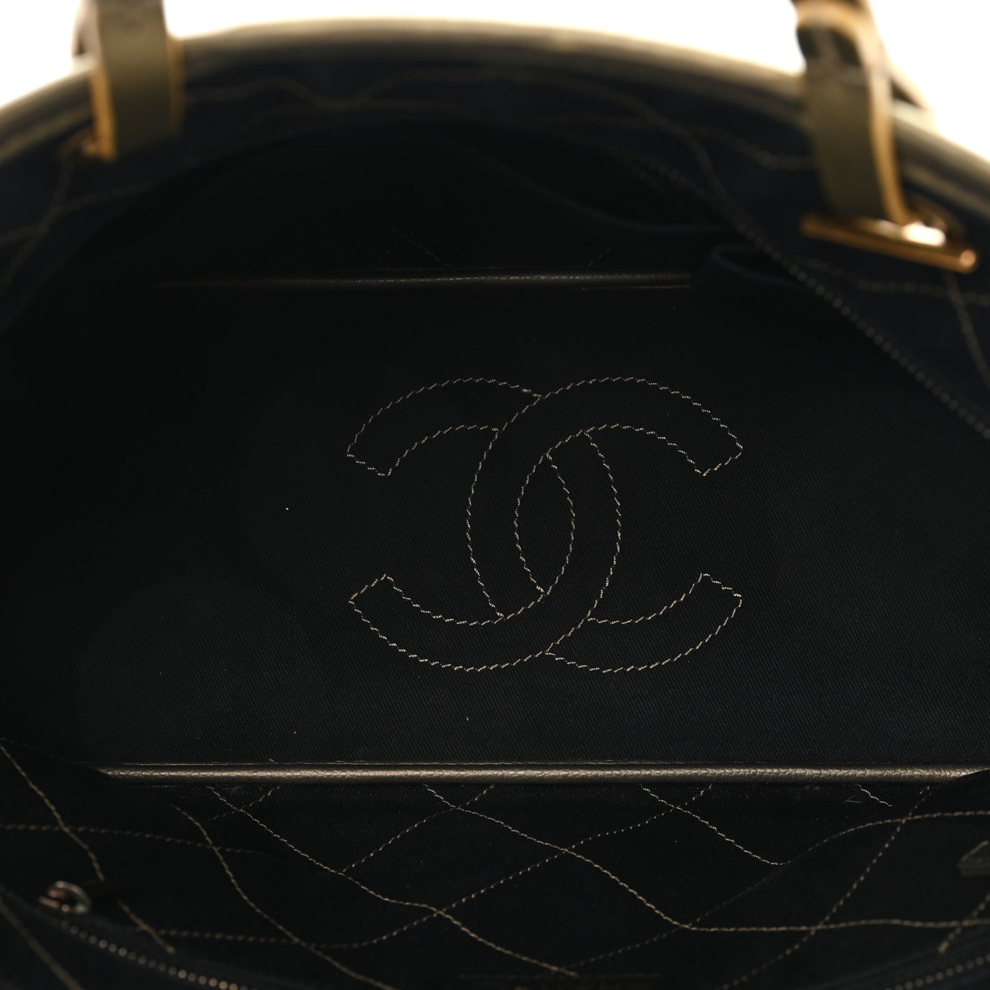 Grained Calfskin Large Shopping Fever Tote Gold