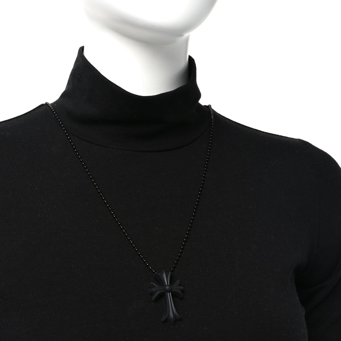 Silicone Silichrome Cross Pendant Necklace Black