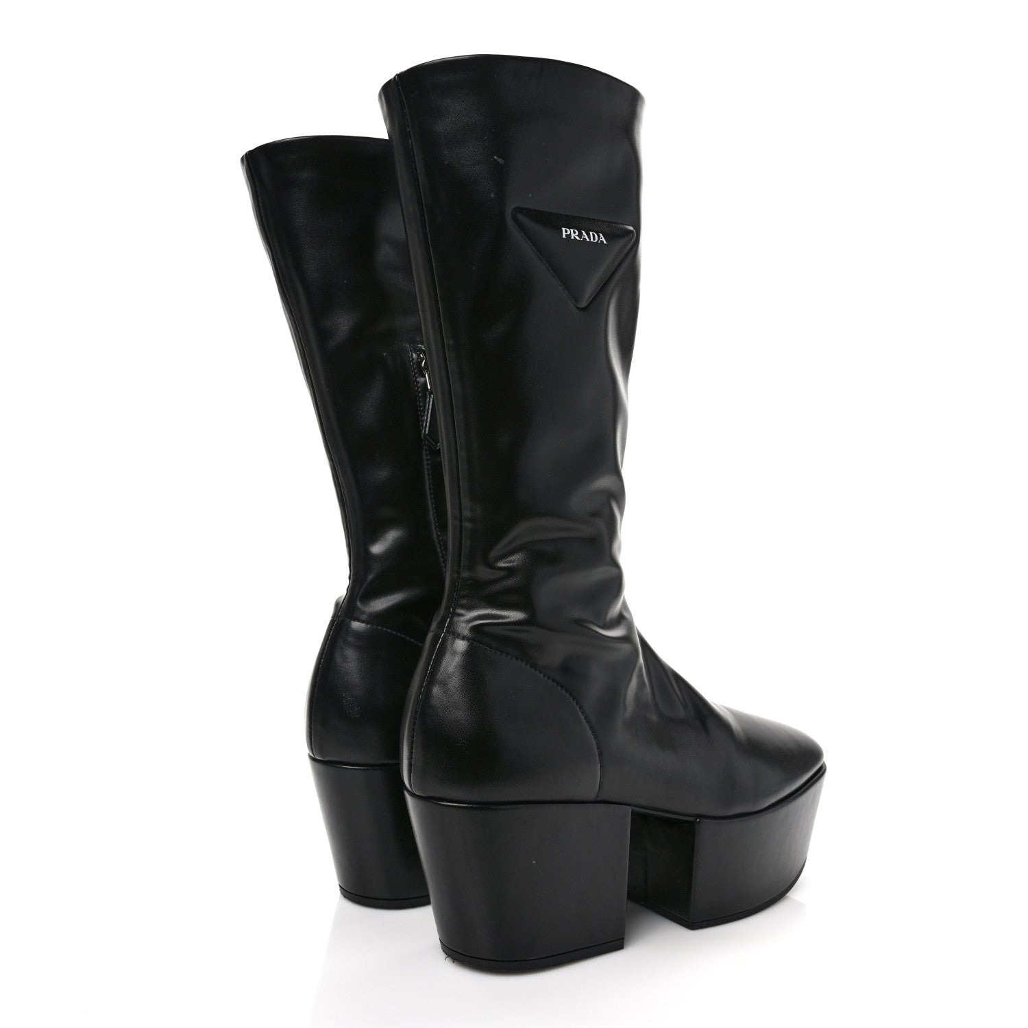 Prada Nappa Tech Logo 70mm Platform Boots 37 Black 4 of 9