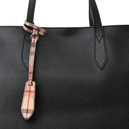 Burberry Grainy Calfskin Haymarket Colours Check Medium Zip Tote Black 9 of 11
