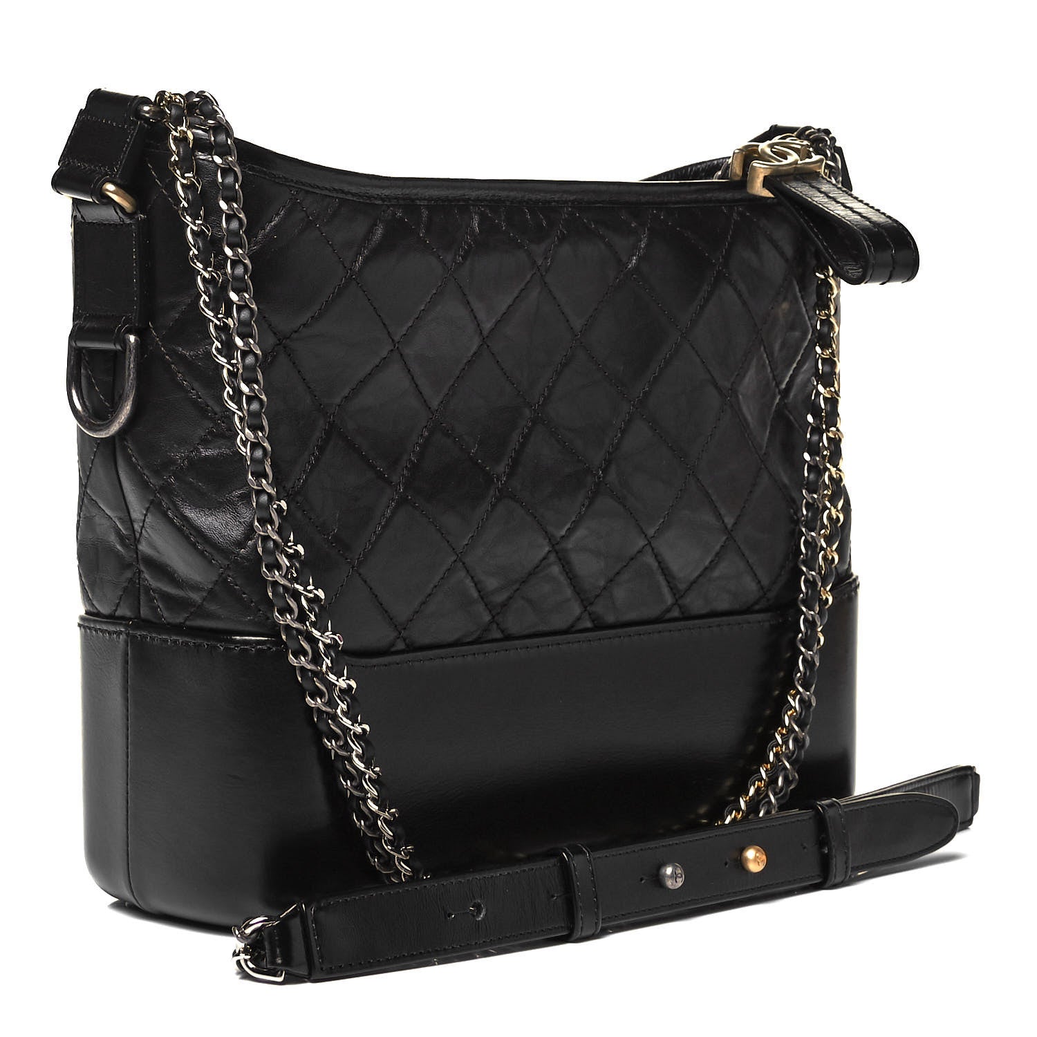 Chanel Aged Calfskin Quilted Medium Gabrielle Hobo Black 3 of 9