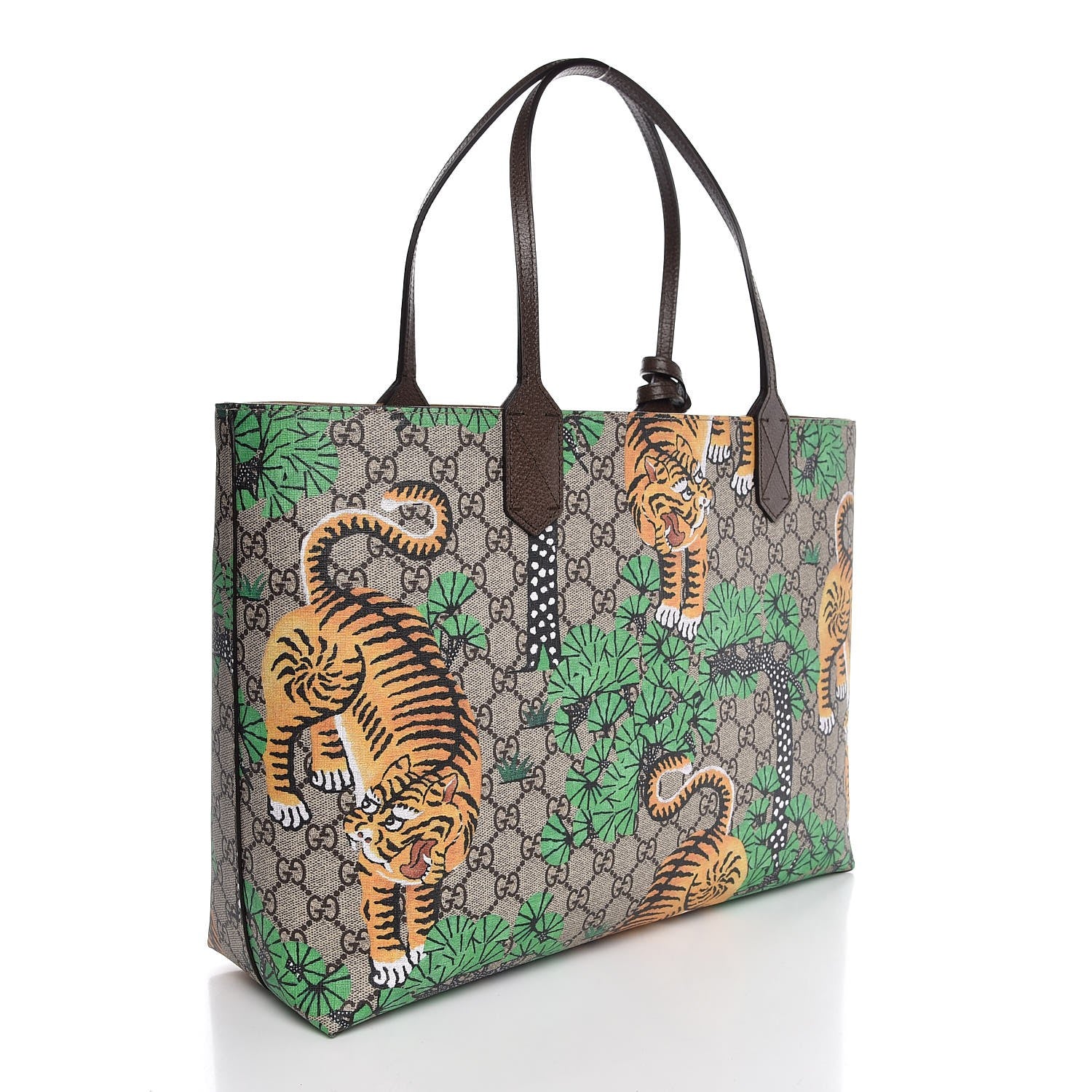 Gucci GG Supreme Monogram Bengal Medium Shopping Tote Beige Yard 3 of 7
