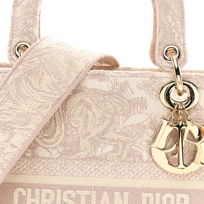 Christian Dior Canvas Toile De Jouy Reverse Embroidered Medium Lady D-Lite Rose 15 of 23