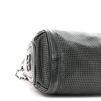 Chanel Calfskin Perforated Pulley Shoulder Bag Black 9 of 10