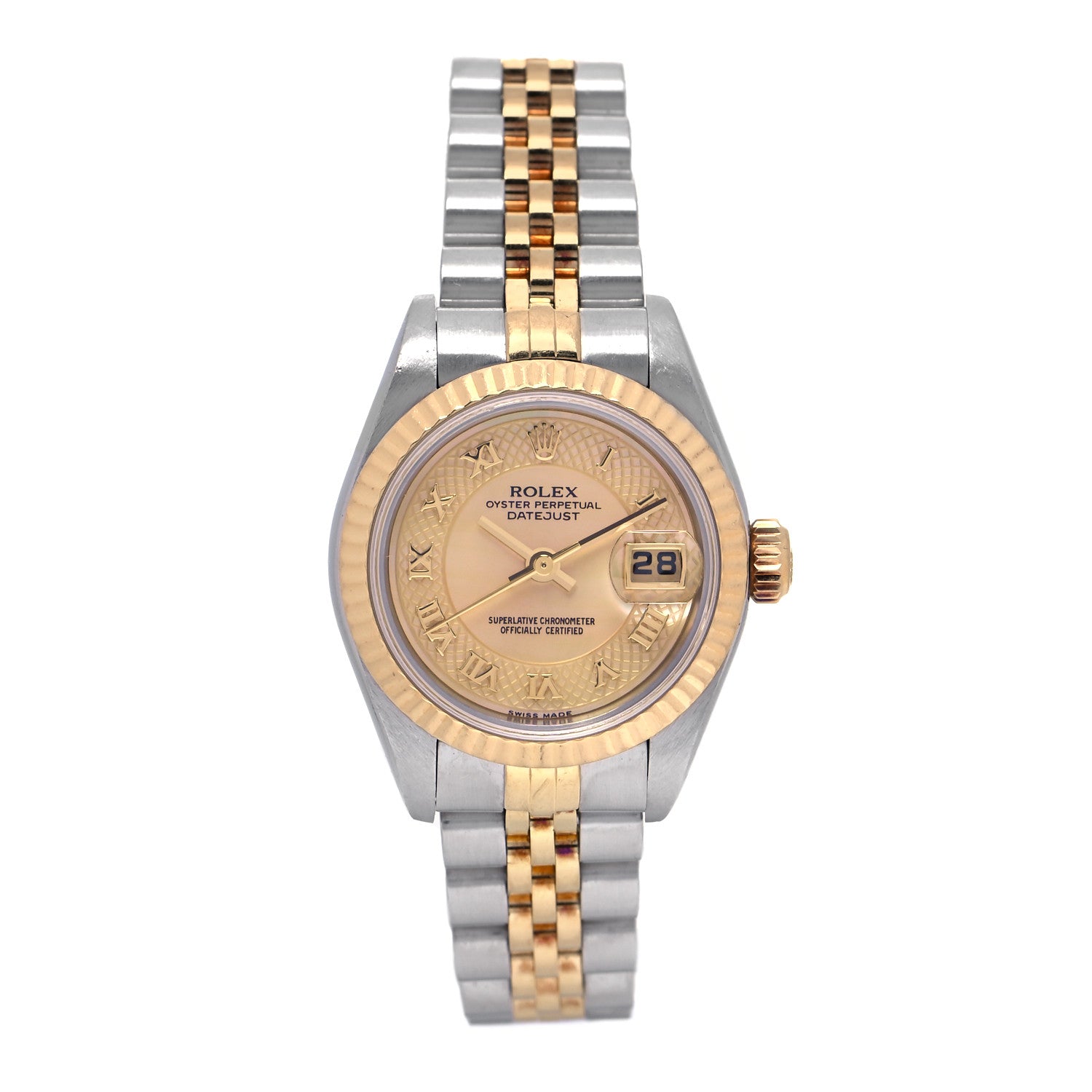 Rolex Stainless Steel 18K Yellow Gold Mother of Pearl 31mm Oyster Perpetual Datejust Watch Decorated Champagne Roman 78273 1 of 4