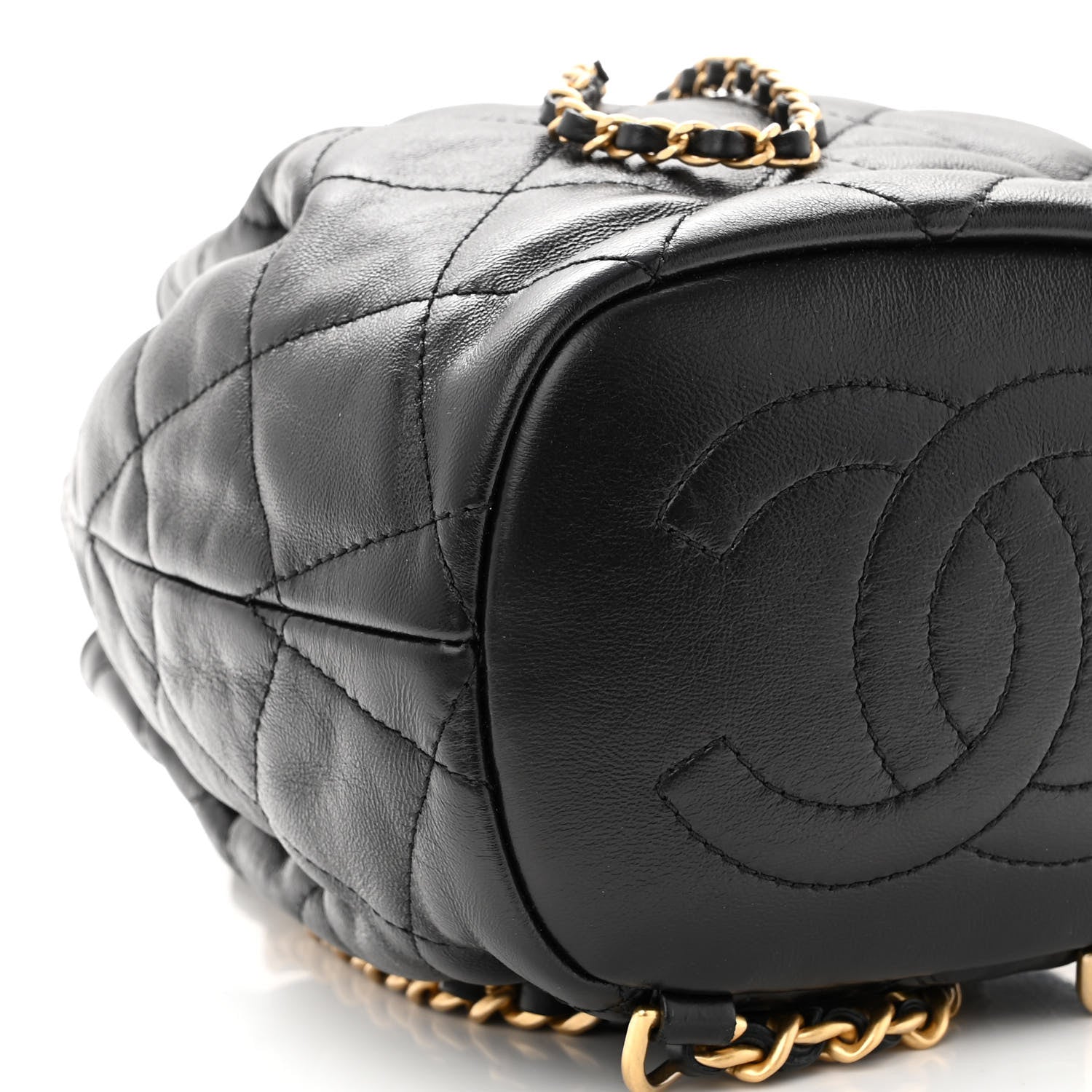 Chanel Calfskin Quilted CC Chain Bucket Backpack Black 9 of 10