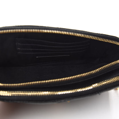 Saint Laurent Grained Lambskin Quilted Mini Becky Double Zip Bag Black 6 of 12