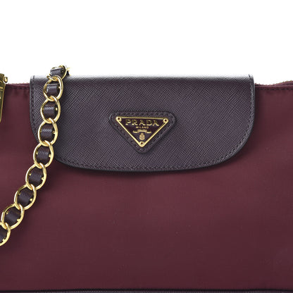 Prada Tessuto Nylon Saffiano Crossbody Bag Granato 9 of 9