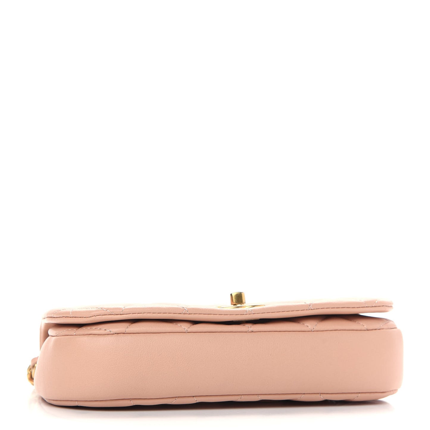 Calfskin Quilted Coco Mail Clutch With Chain Light Pink