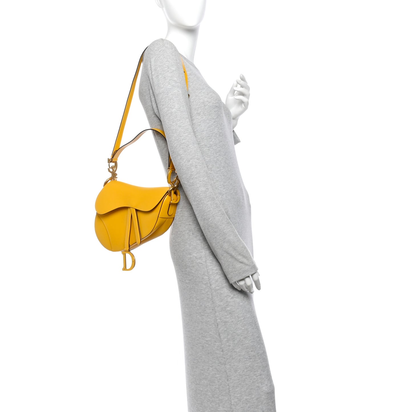 Calfskin Saddle Bag With Strap Yellow