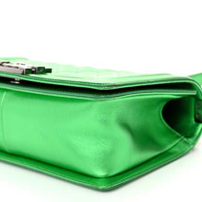 Chanel Metallic Patent Calfskin Quilted Medium Boy Flap Green 10 of 12