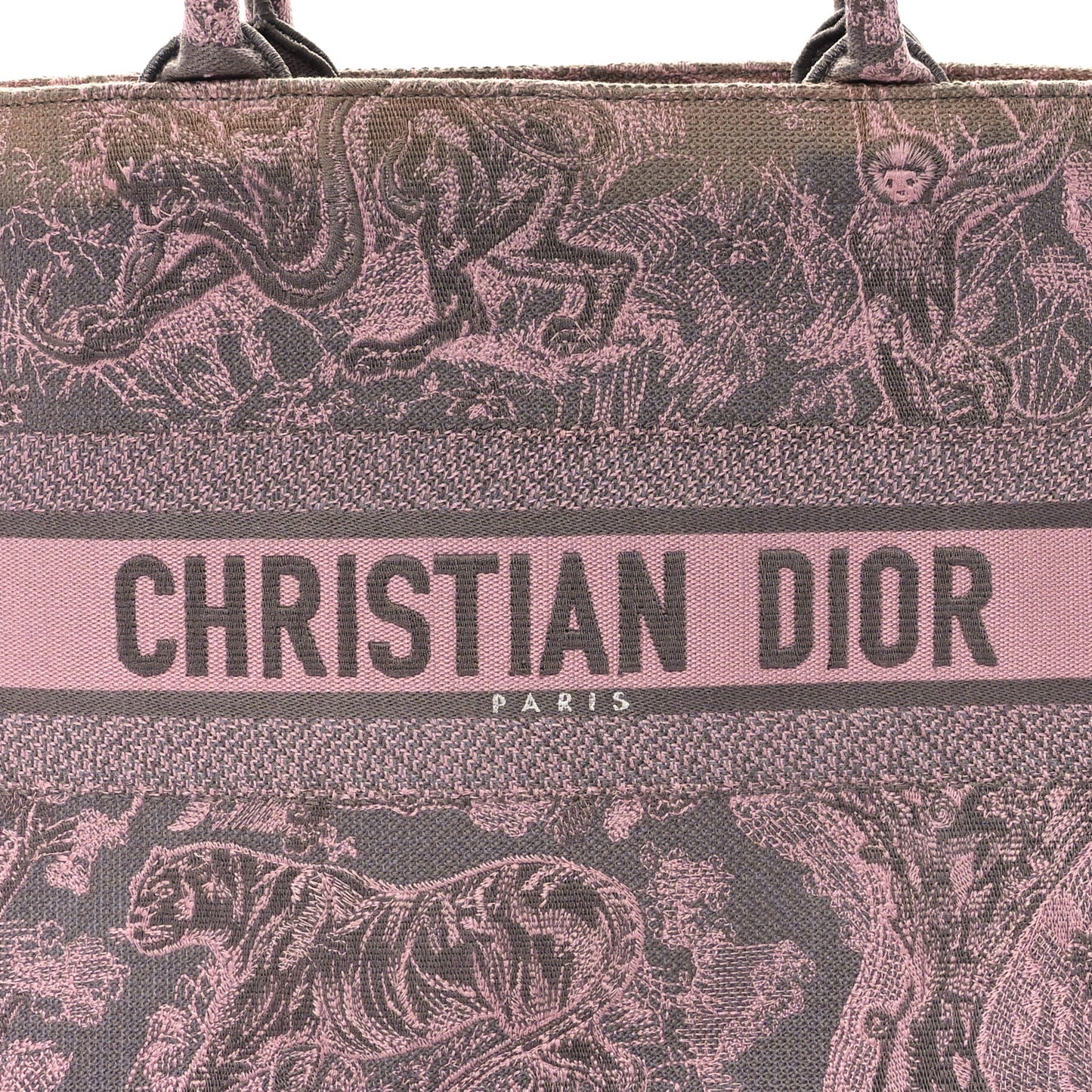 Canvas Embroidered Medium Dioriviera Toile De Jouy Book Tote Pink Grey